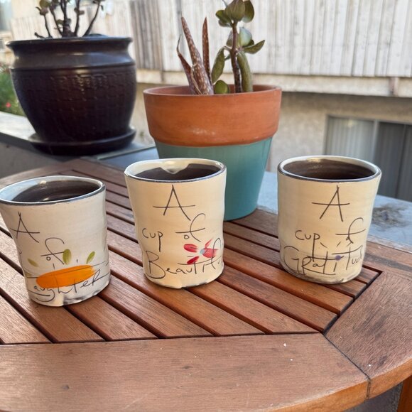 Handcrafted Z Pots Ceramic Mugs Set Of 3 - Picture 1 of 8